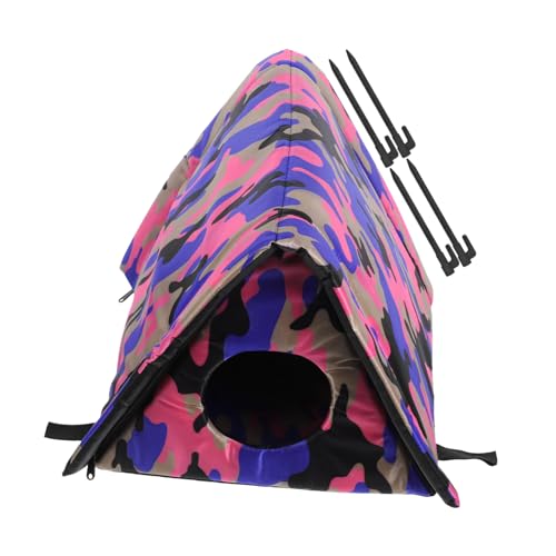SUPVOX Wetterfestes Katzenhaus für Draußen mit Erhöhtem Schutz Wind Regensicher Isolierter Katzenunterschlupf für Outdoor Katzen und Kleine Hunde Warmes Winter tierheim in Rosa S von Supvox