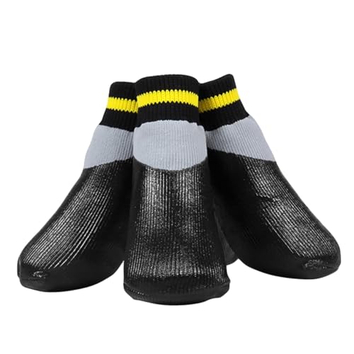 Supvox wasserdichte Hundeschuhe aus Rutschfestem Gummi Winter Pfotenschutz für Kleine Hunde Wetterfeste Regen Booties Atmungsaktive Strapazierfähige Pfotensocken Schwarz von Supvox