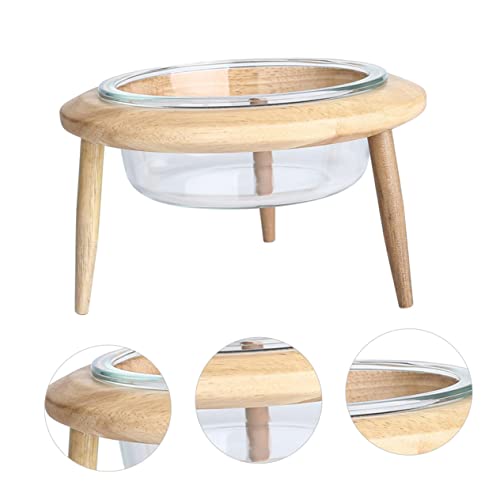 Supvox 1 Satz Haustiernapf Trinken Wasserschale Essen Katzennapfständer Fütterung pet Supplies haustierbedarf glasschälchen Futterautomat für Haustiere Schalen für Haustiere hölzern Khaki von Supvox