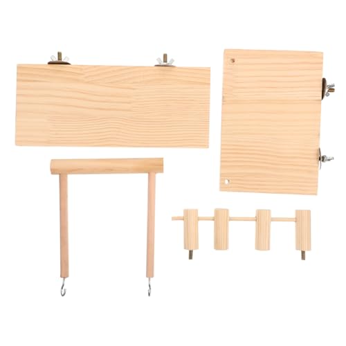 Supvox 4-in-1 Chinchilla Hamster Spielset: Leiter Schaukel Zaun Zubehör Holzspielzeug Für Haustierkäfig von Supvox