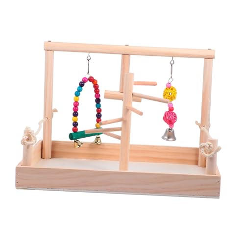 Supvox Papagei Kauspielzeug Set Vogel Schaukel Spielzeug Stand Post Natürliche Holz Spielzeug Für Sittiche Conures Lovebirds von Supvox