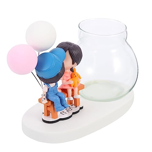 Supvox Niedliche Harz-handwerkspaar-Statue Blumenvase Vase Für Pflanzenvermehrungsstation Hydrokulturflasche Neuartige Vase Pflanzenvase Aus Glas von Supvox