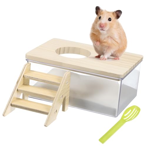Supvox 1 Set Hamster Sand Bad Kit Tier Sandkasten Für Chinchilla Hamster Enthält Wanne Leiter Und Sand Scoop von Supvox
