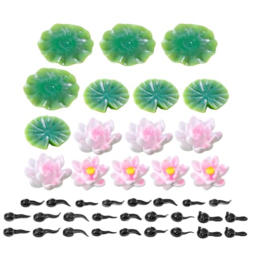 Supvox 1 Set Miniatur-Teichzubehör, künstliche Seerosenblätter, Lotus, Mini-Froschstatue, Kaulquappenfiguren für Aquarien, Feengärten, Außenteiche, Dekoration Supvox 1 Set Miniatur-Teichzubehör, künstliche Seerosenblätter, Lotus, Mini-Froschstatue, Kaulquappenfiguren für Aquarien, Feengärten, Außenteiche, Dekoration von Supvox