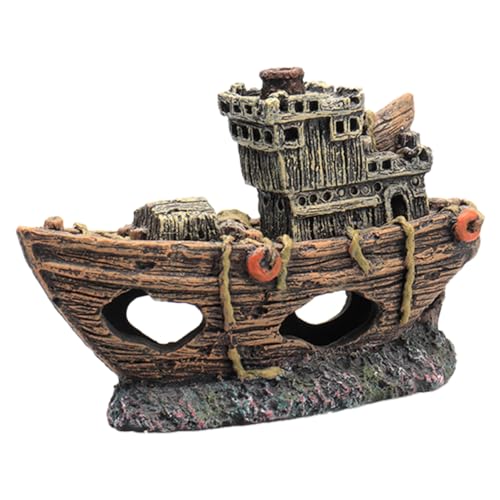 Supvox 1 Stück Simuliertes Mini-Piratenschiff Aquarium Hideaway Rock Cave Dekoration klein Höhle Aquarium-Ornament Aquarium Piratenschiff Aquarienverzierung Aquarium von Supvox