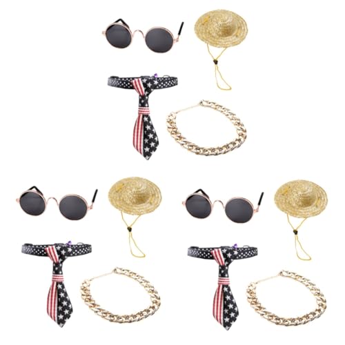 Supvox 12stücke Teiliges Für Haustiere Vintage Sonnenbrille Retro- -Hut Goldene Halskette Und Fliege Für Partys Fotoshootings Und Besondere Anlässe von Supvox