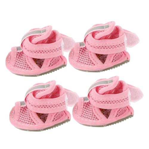 Supvox 12 STK Hundesandale Hunde Schuhe hundeschuhe Dog Shoes Haustier-Kokosnuss-Schuhe für Hunde Vier Wanderschuhe für Haustiere Cousine sockenschuhe Haustierschuhe Haustier-Sandale Rosa von Supvox