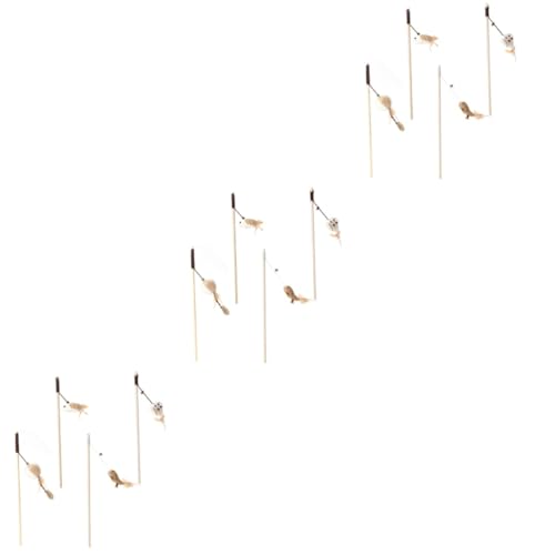 Supvox 12stücke Katzenangel Spielzeug Mit Holzgriff Und Plüsch- Interaktives Katzenspielzeug Mit Glocke Für Gesunde Und Katzen Verschiedene Designs von Supvox