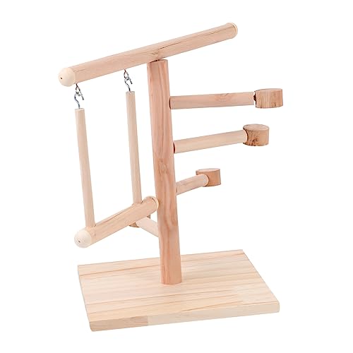 Supvox 1pc Papagei Holz Ständer Schaukel Spielzeug Interaktive Vogel Barsch Papagei Ausbildung Kauen Spielzeug für Papageien von Supvox