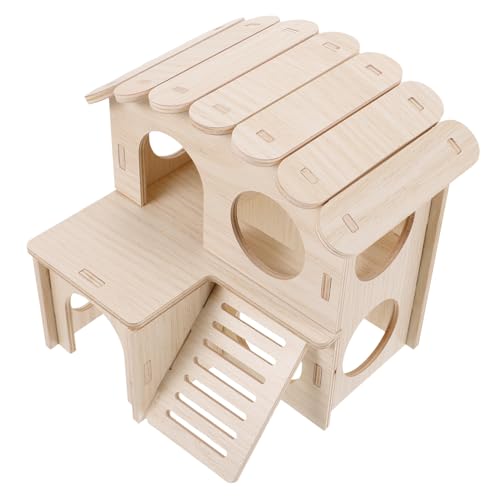 Supvox 1pc Holz Hamster Dachboden Lebensraum Hideout Burg Runden Loch Fenster Sicher Isolierte Pet Nest Für Hamster von Supvox