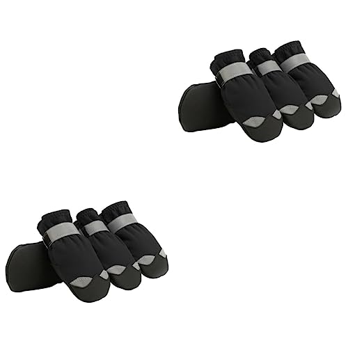 Supvox 2 Sätze Haustier wasserdichte Schuhe Hundestiefel Schuhe Regenstiefel Für Welpen Anti-rutsch-socken Für Welpen Regenstiefel Für Hund Haustierstiefel Hundeschuhe Nylon Black von Supvox