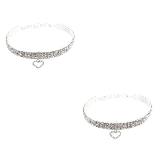 Supvox 2 Stück Anhänger Diamant Herz Halskette Kleines Hundehalsband Hunde Halskette Kaninchen Krawatte Welpen Halskette Hund Strass Halsband Katzen Halsband Strasssteine Strass von Supvox