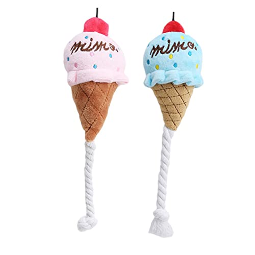 Supvox 2stücke Hundespielzeug Plüsch Quietschspielzeug Eiscreme-Design Blau Lustige Beißfeste Und Interaktive Spielzeuge Für Welpen Und Kleine Hunde Spielen Und Kauen von Supvox
