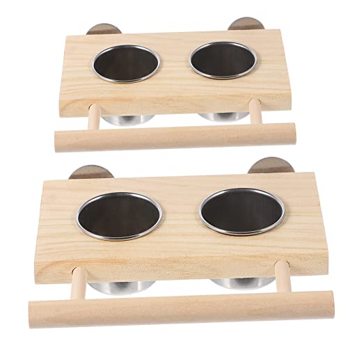 Supvox 2 Stück Futter und Wassernapf für Papageien Teiliges mit Holzständer Leicht zu Reinigen für Kleine Vögel Sichere Verwendung für Futter und Wasser Supvox 2 Stück Futter und Wassernapf für Papageien Teiliges mit Holzständer Leicht zu Reinigen für Kleine Vögel Sichere Verwendung für Futter und Wasser von Supvox