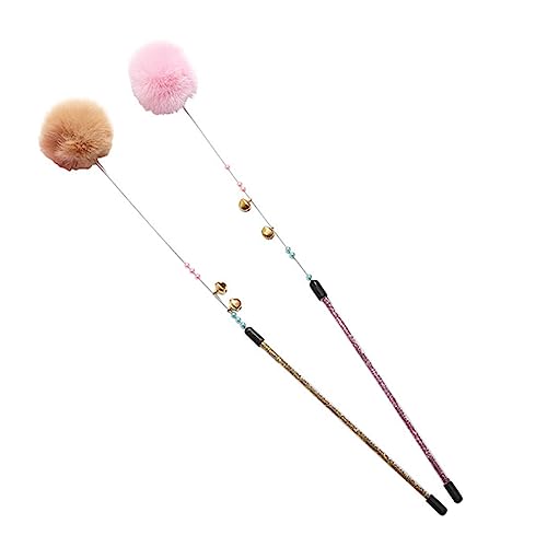 Supvox 2stücke Interaktive Katzenangel Spielzeug Set Mit Plüschball Und Glocke Haustier Teaser Für Zuhause Fördert Aktives Spielen Und Bindung Braun von Supvox
