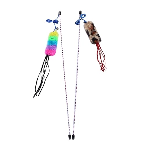 Supvox 2 Stück Katzenspielzeug interaktives Katzen spielsachen für Katzen Haustierspielzeug cat cat Toys Katzen-Plüsch-Zauberstab Katzen Zauberstab von Supvox