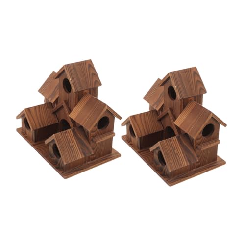 Supvox 2 Stück Rustikale Vogelhäuser aus Holz Wetterfestes Outdoor-nistkasten Gemütliches Cottage Design Natürlicher Vogelschutz für Garten Terrasse und Hofdeko von Supvox