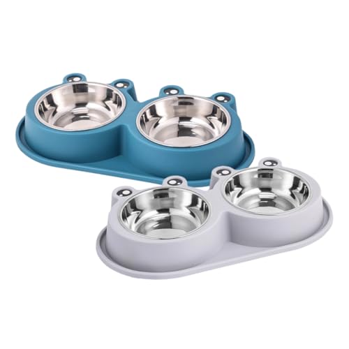 Supvox 2 Stück Teiliges Erhöhter Futternapf für Hunde und Katzen rutschfeste Anti ameisen Basis Auslaufsicherer Doppelter Edelstahlnapf Geeignet für Kleine Haustiere Futter Wasserschale von Supvox