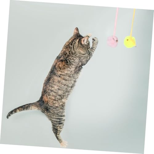 Supvox 2 Stück Teiliges Katzenspielzeug mit Saugnapf Interaktive Federbälle für Drinnen Langlebige Leichte Katzenbälle Gelb und Stimulieren Bewegung und Fördern Aktives von Supvox