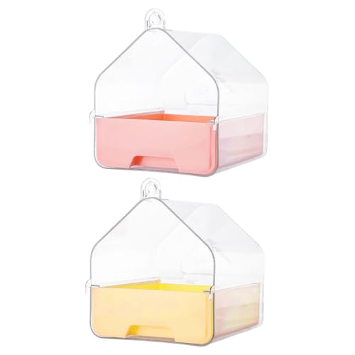 Supvox 2 Stück Vogelbadewanne für Sittiche und Papageien Teiliges mit Hängendem Design Transparente Badewanne für Entspanntes Bad für Vogelkäfige und Indoor Nutzung von Supvox