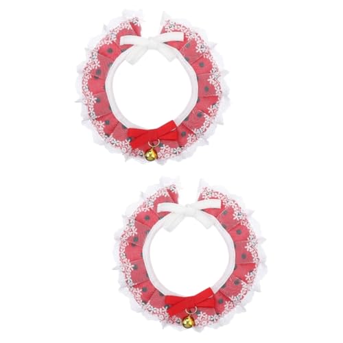 Supvox 2 Stück Katzenglocken-Halskette Bequemes Spitzenhalsband Mit Schleife Modisches Haustier-Accessoire Für Weihnachtsfeiern Supvox 2 Stück Katzenglocken-Halskette Bequemes Spitzenhalsband Mit Schleife Modisches Haustier-Accessoire Für Weihnachtsfeiern von Supvox