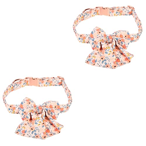 Supvox 2St Haustierhalsband Tier kostüm tierkostüm einfache Hundehalsbänder Bowknot-Katzenhalsband Party-Katzenhalsband Kragen mit Schleife Roségold Krawatte Schal Halskette schmücken von Supvox