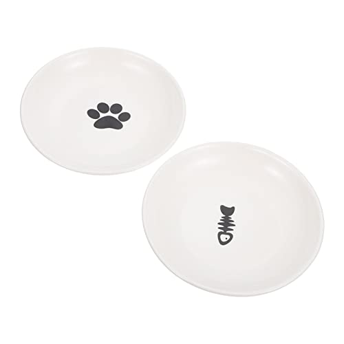 Supvox 2St Keramiknapf für Haustiere erhöhte Wasserschale Flacher Futternapf pet Supplies haustierbedarf Katzennapf katzenfutter dekorative Kätzchenschale Hund behandelt Teller runden von Supvox