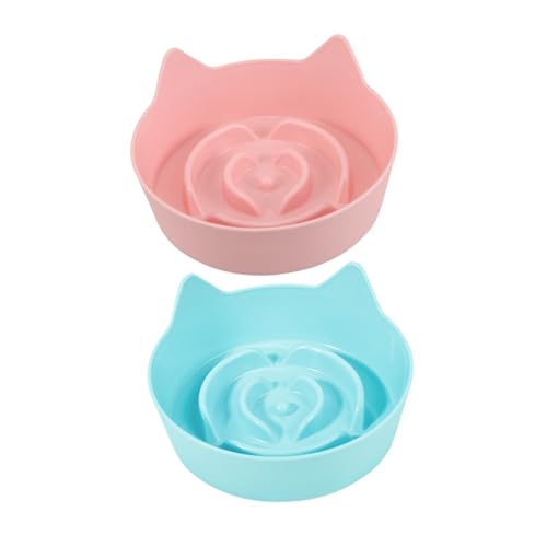 Supvox 2Stücke Katzenfutternapf Rutschfester Slow Feeder mit Katzenohr Design Bonbonfarben für Langsames Fressen für Indoor Kätzchen Schützt Erstickungsgefahr Supvox 2Stücke Katzenfutternapf Rutschfester Slow Feeder mit Katzenohr Design Bonbonfarben für Langsames Fressen für Indoor Kätzchen Schützt Erstickungsgefahr von Supvox