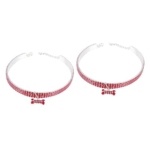 Supvox 2stücke Mini Shape Rhinestone Hundehalsband Verstellbar Kette Luxus Haustierbedarf Rot Für Stylische Hunde Langlebiges Material Für Und Sport von Supvox