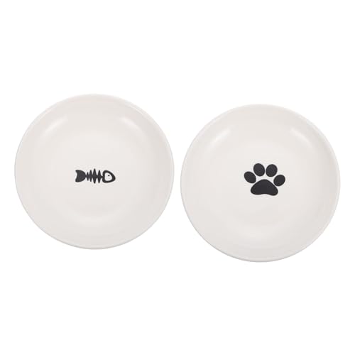 Supvox Ergonomisches Katzennapf-Set Futterteller für Kätzchen Runde Form Futterspender Aus Keramik von Supvox