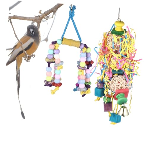 Supvox 2st Papageienbissspielzeug Zubehör Für Vogelkäfige Kauspielzeug Papageienspielzeug Zum Aufhängen Spielzeug Für Vögel Vogelschaukel Spielzeug Vogelzubehör Einstellen Hölzern Hängend von Supvox