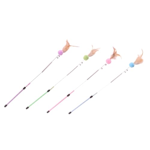 Supvox 3 Sätze 4 STK Federkatze Teaser Katzen-Teaser-Stick Spielzeug für ältere Katzen interaktives katzenspielzeug Interactive cat Toy Spielzeuge Katzenspielzeugstab Haustier Katzenstock von Supvox