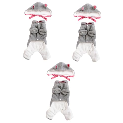 Supvox 3 Sätze Hund Einteiliger Hut Bekleidung Weihnachtskleidung Für Haustiere Weihnachtsmann-Outfit Weihnachtshundeoutfit Weihnachtswelpenkostüm Polarfleece Hundekleidung Verbunden von Supvox