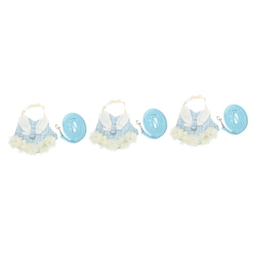 Supvox 3 Sätze Kleidung Für Haustierkaninchen Kleines Haustier Haustier-Kaninchen-Kleid Hasenleine Hasengeschirr Hasenkleidung Mit Leine Haustierleine Leine Für Kaninchen Baumwolle Blue von Supvox