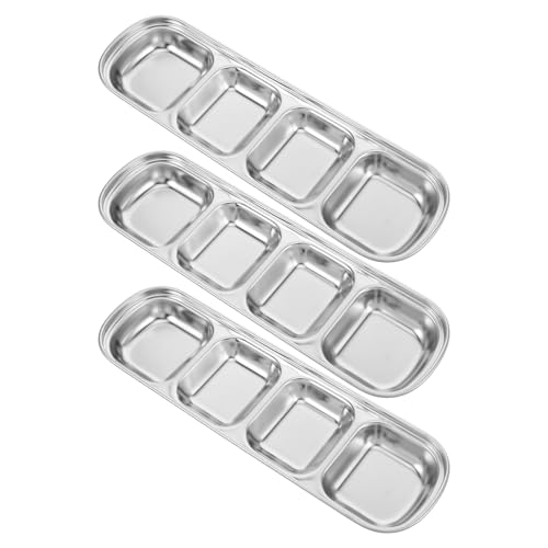 Supvox 3 Stück Fächer Snack und Gewürzschalen Unterteilte Servierplatten für Sojasauce Ketchup Haustierfütterung Langlebig und Tragbar von Supvox