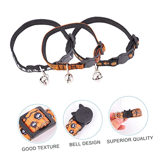 Supvox 3stücke Katzenhalsband Mit Glocke Verstellbares Haustierhalsband Für Katzen Halloween Katzenhalsband Geeignet Für Outdoor-aktivitäten Und Spaziergänge von Supvox