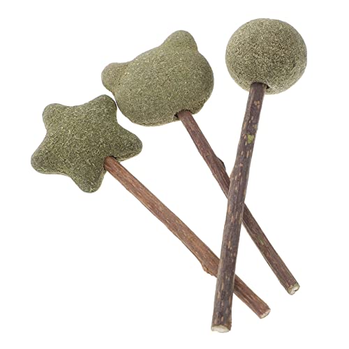 Supvox 3 Stück Katzenminze Kauspielzeug Teiliges mit Lutscherform Zahnpflege Beißstäbe für Katzen Natürliche Catnip Bälle Unterstützt Zahnreinigung und Spielerische Aktivität für von Supvox