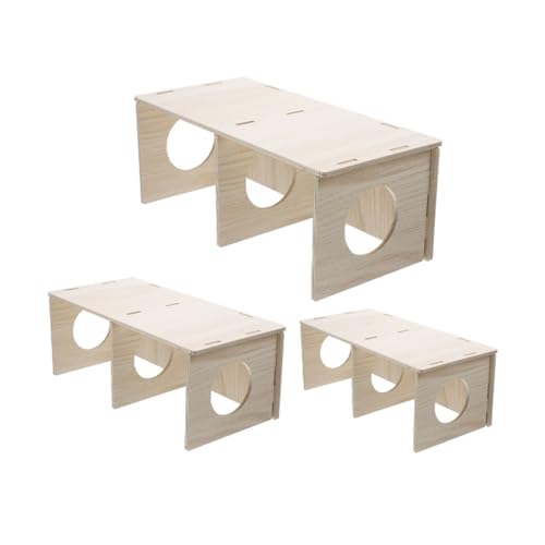 Supvox 3stücke Hamsterhaus Aus Naturholz Mit Mehrkammer-Design Für Kleine Haustiere Geeignet Als Versteck Und Spielplatz Für Hamster Und Igel von Supvox