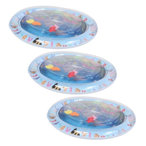 Supvox 3 Stücke Teiliges Kühl-wasserspielmatten Katzen und Hunde Runde Sensorische Wasserbett-Matte mit Schwimmenden Fischen Hitzeabsorbierend rutschfest Leicht Aufblasbar für Drinnen und von Supvox