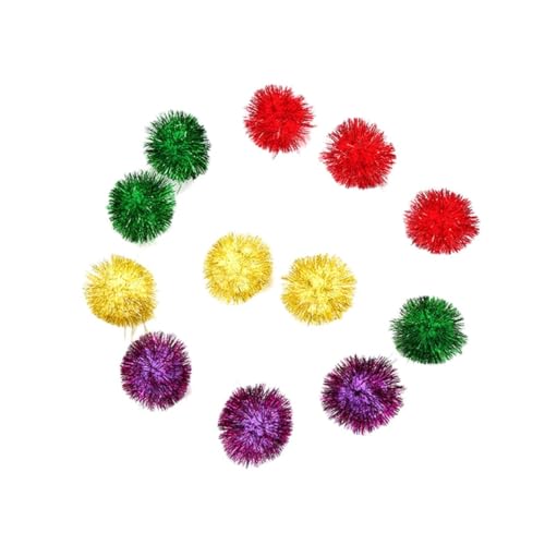 Supvox 30 Stück Teiliges Buntes Mini Tinsel Pom Pom Ball Farbenfrohes Katzenspielzeug für Interaktives und Bewegung Geeignet für Katzen Jeden Alters Gemischte Farben von Supvox