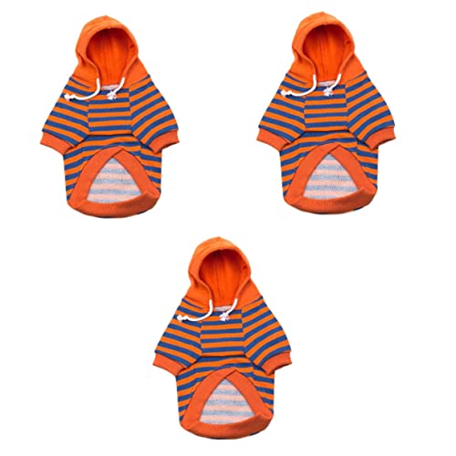 Supvox 3St Haustier gestreiftes Sweatshirt Kleidung gestreifte Welpenpullover warchmen Cute äntel Weste Mantel Overall für Haustiere Haustier-Outfit Vier Jahreszeiten Kapuzenpullover 2XL von Supvox