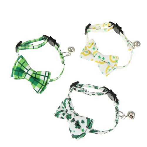 Supvox Festival Katzenhalsband Mit Schleife 3 Stück St Patricks Day Verstellbares Haustierhalsband Mit Fliege Bequemes Stoffmaterial von Supvox