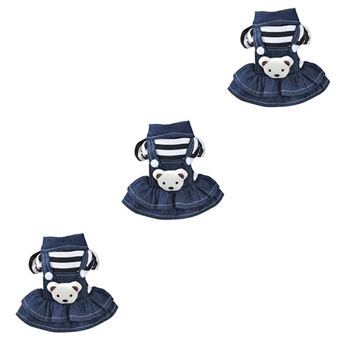 Supvox 3St Hundekleidung ädchen Kleid mit Schleife Jeanskleid für Hunde edles Kleid Hemdkleider Hemden die Röcke Hundebekleidung Haustierbekleidung kt Pyjama Kleiner Hund Rock Overalls von Supvox