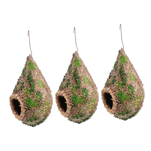 Supvox Natürliche Stroh Simulation Vogel Nest 3pcs Komfortable Und Warme Sittich Nest Box Decor von Supvox