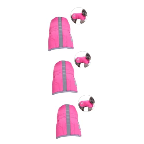 Supvox 3St welpen Warmer Mantel Hundemantel Katze warme Kleidung Winterkleidung für Welpen Winterbedarf für Katzen Outfit Winterkleidung für Hunde reversibel Baumwollmantel Jacke Rosa von Supvox