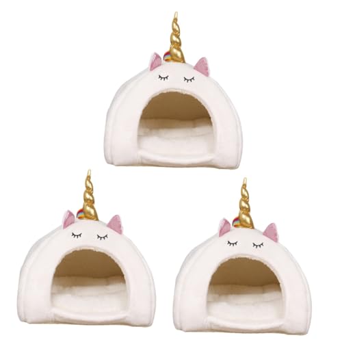 Supvox 3st Haustier Warmes Hasenbett Spielzeuge Ausgestopfter Hamster Flauschige Kuscheltiere Einstreu Für Hamster Mäuse Warme Matte Hamster Ruhe Zubehör Plüsch Weiß Käfig Niedlich von Supvox