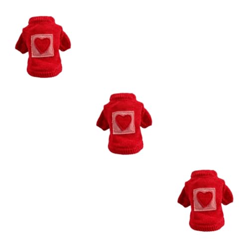 Supvox 3st Hund Warme Kleidung Winterkleidung Welpenkleidung Hund Weihnachtsmann Kostü Hundepullover Für Kleine Hunde Hundepullover Für Den Winter Herz Pullover Haustier Rot von Supvox