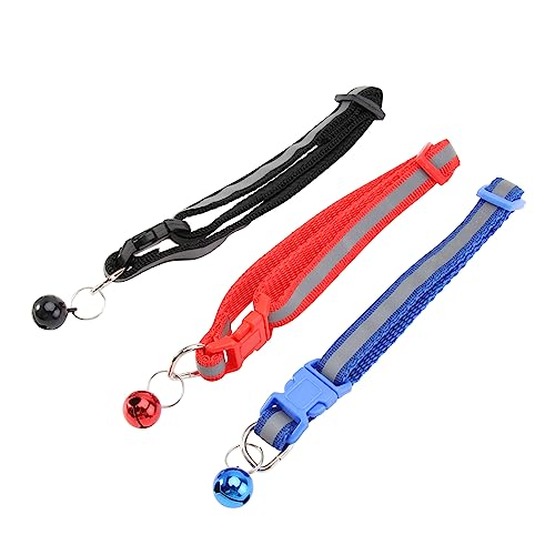 Supvox 3er Set Reflektierende Katzenhalsbänder Für Welpen Verstellbar Mit Glöckchen Rot/schwarz von Supvox