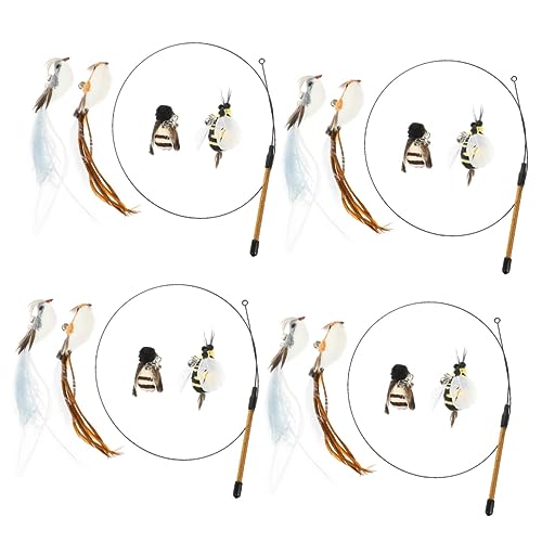 Supvox 4sätze Interaktive Katzenspielzeuge Mit Ersatzköpfen Kunstfeder-austausch Für Katzenangel Langlebig Und Flexibel Für Indoor-katzenunterhaltung von Supvox
