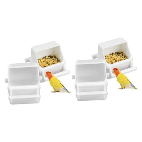 Supvox 4 Stück Essensbox Futterbehälter für Papageien Kunststoff-Terrarium Indoor-Wasserbrunnen Vogel Fütterer Vogelkäfig-Zubehör Vogelfutterstation für Haustiere munia von Supvox